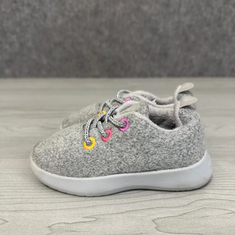 Allbirds Smallbirds Wool Runner Kids Size T7 Grey Pink Yellow Sneakers Shoes